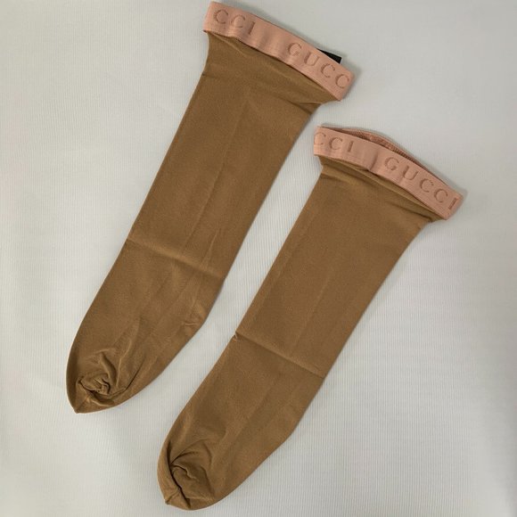 Gucci Lit Amila Mesh Calf Socks in Tan - Picture 1 of 7